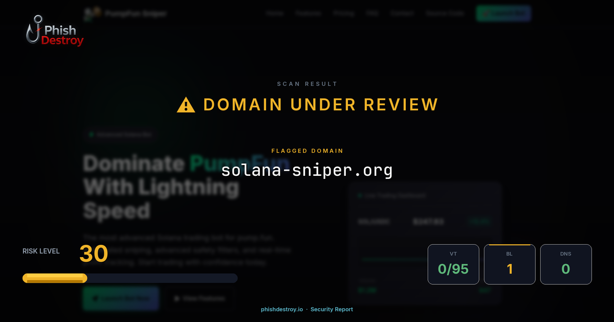 solana-sniper.org phishing report — threat analysis by PhishDestroy