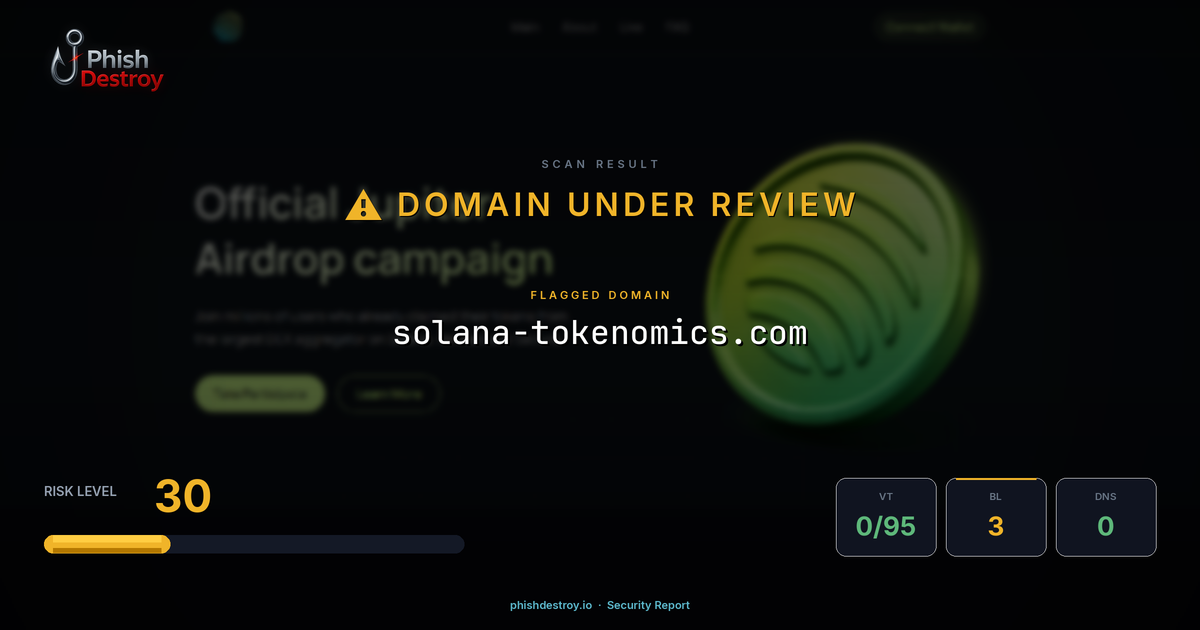 solana-tokenomics.com phishing report — threat analysis by PhishDestroy