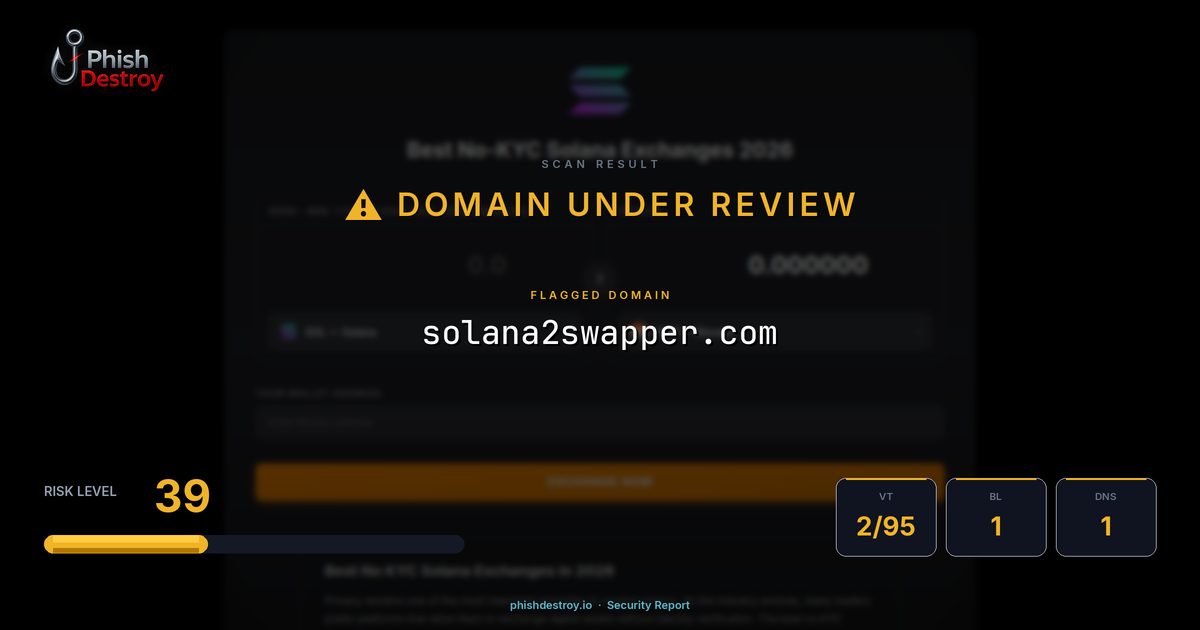 solana2swapper.com phishing report — threat analysis by PhishDestroy