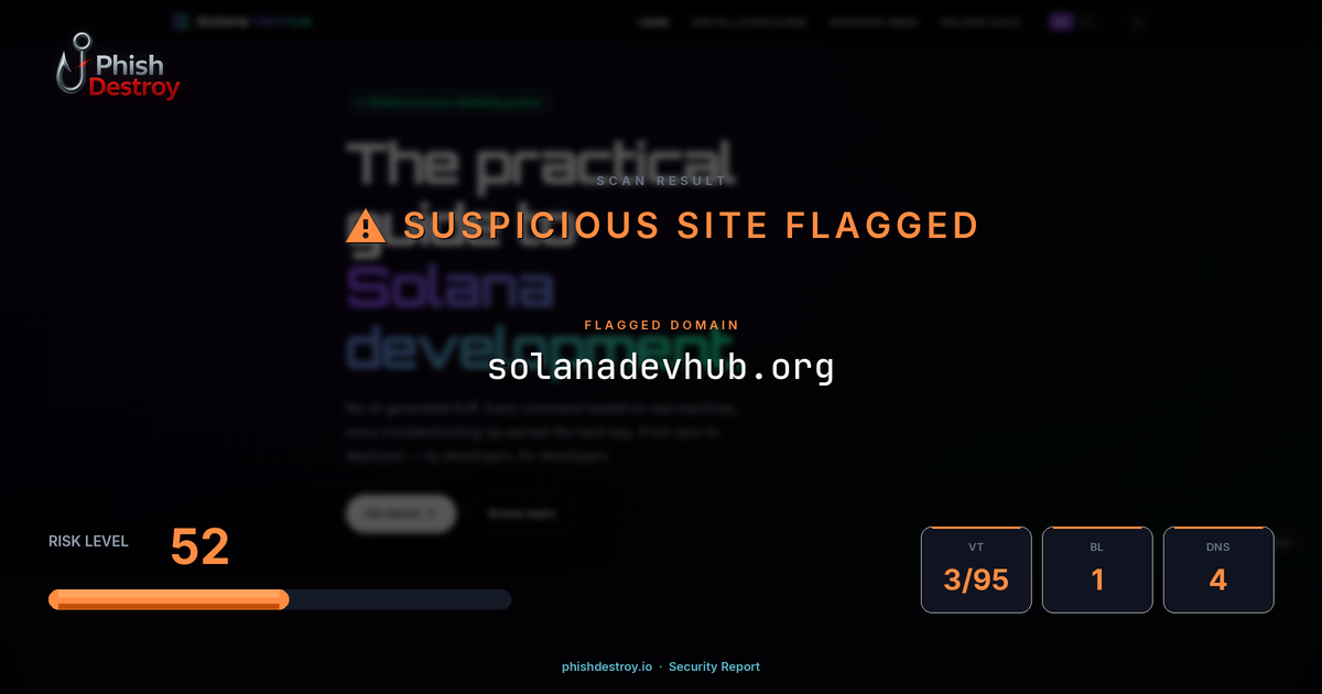 solanadevhub.org phishing report — threat analysis by PhishDestroy