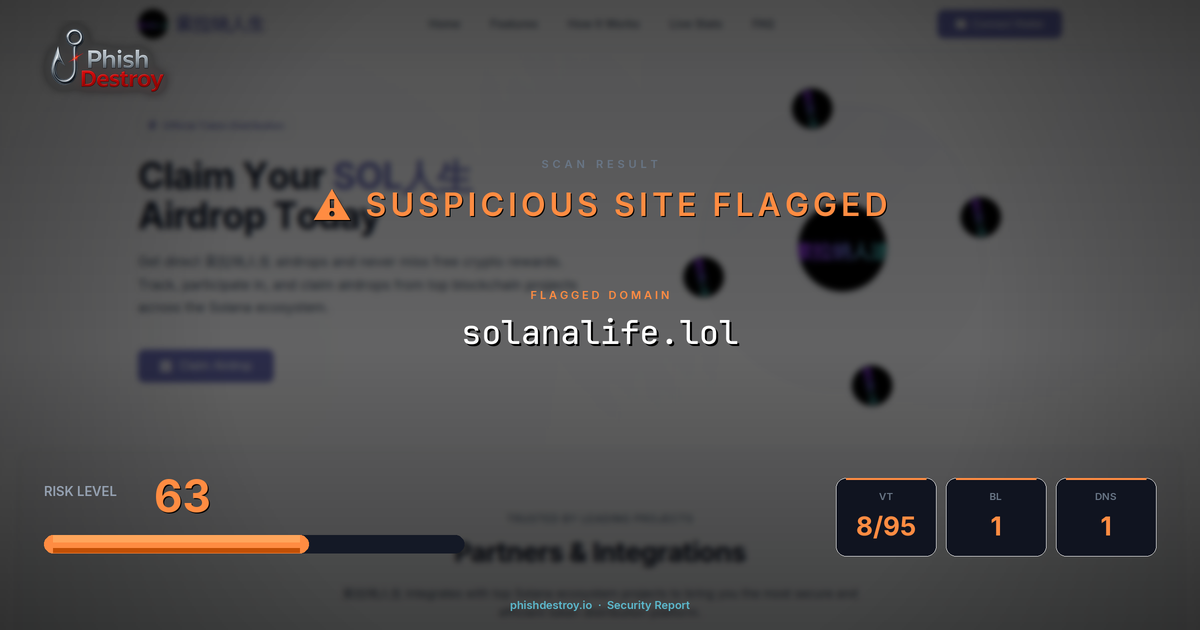 solanalife.lol phishing report — threat analysis by PhishDestroy