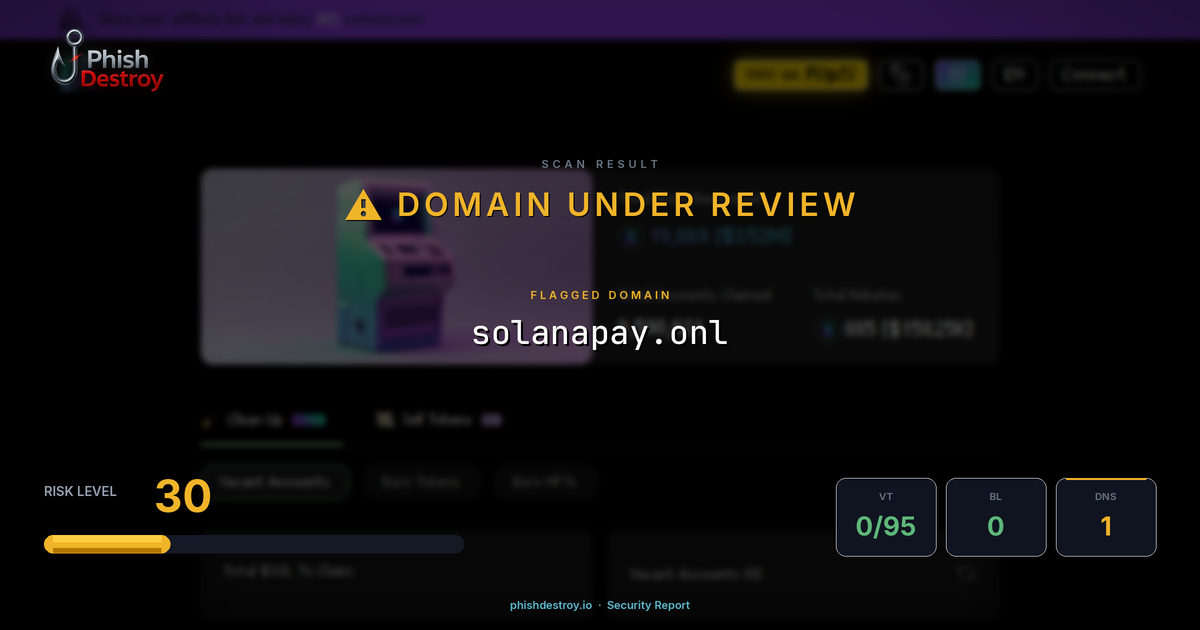 solanapay.onl phishing report — threat analysis by PhishDestroy