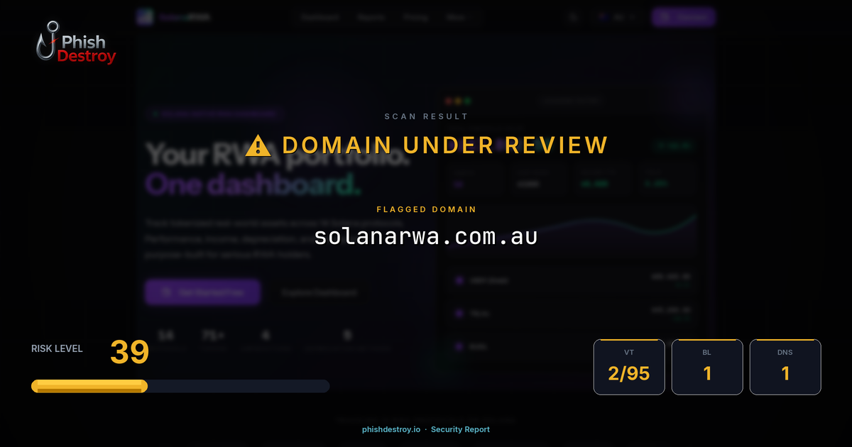solanarwa.com.au phishing report — threat analysis by PhishDestroy