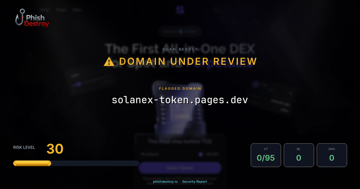 solanex-token.pages.dev phishing report — threat analysis by PhishDestroy