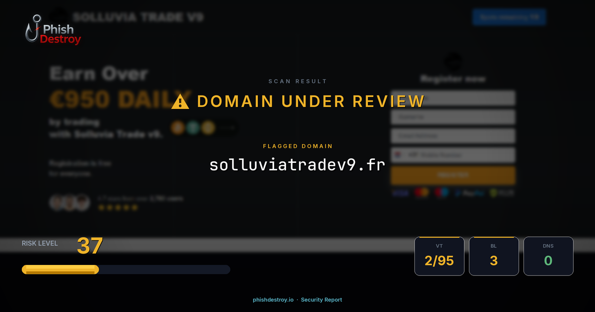 solluviatradev9.fr phishing report — threat analysis by PhishDestroy