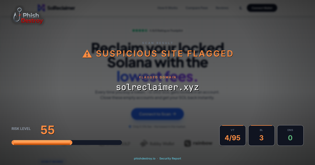 solreclaimer.xyz phishing report — threat analysis by PhishDestroy