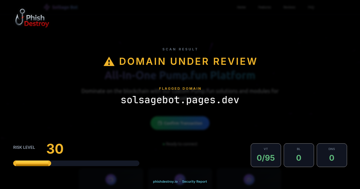 solsagebot.pages.dev phishing report — threat analysis by PhishDestroy