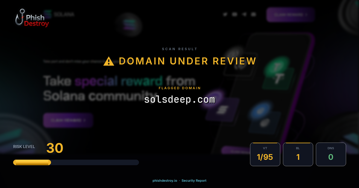 solsdeep.com phishing report — threat analysis by PhishDestroy