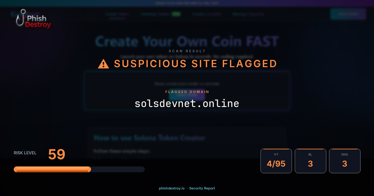 solsdevnet.online phishing report — threat analysis by PhishDestroy