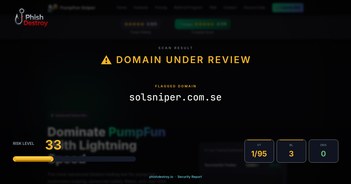 solsniper.com.se phishing report — threat analysis by PhishDestroy