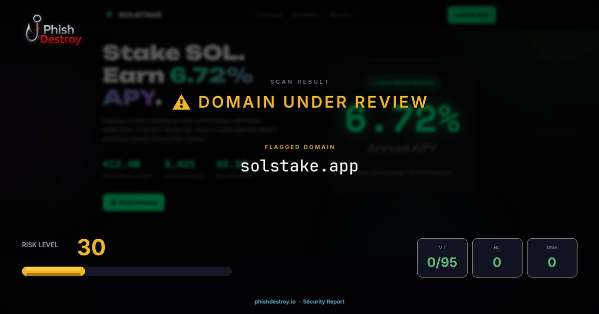 solstake.app phishing report — threat analysis by PhishDestroy