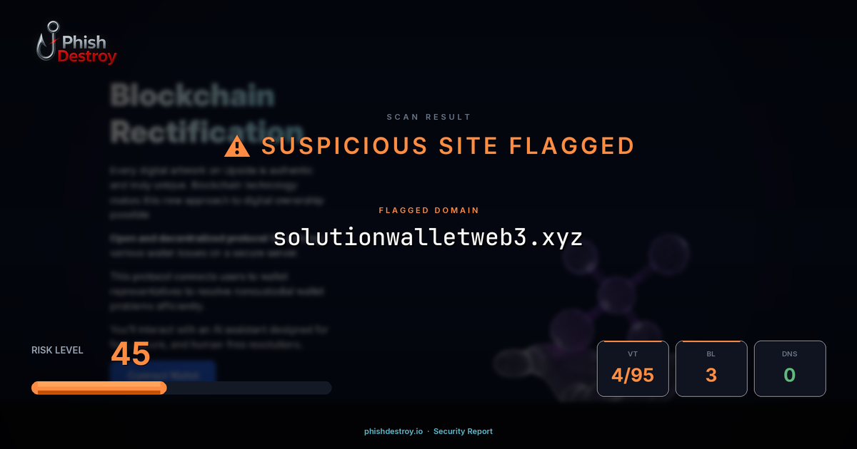 solutionwalletweb3.xyz phishing report — threat analysis by PhishDestroy