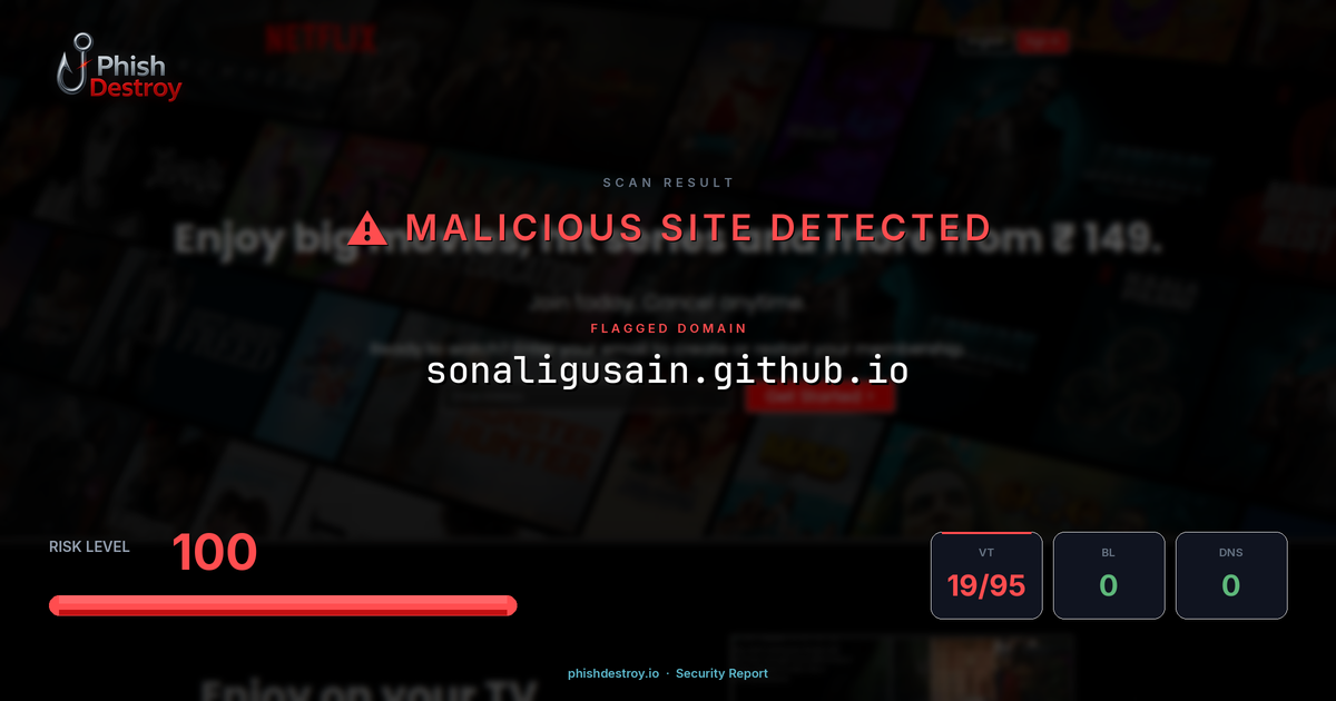 sonaligusain.github.io phishing report — threat analysis by PhishDestroy