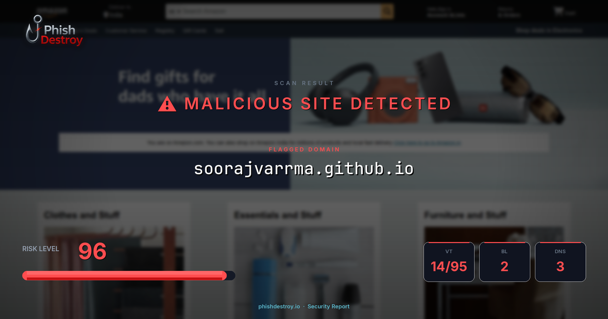 soorajvarrma.github.io phishing report — threat analysis by PhishDestroy