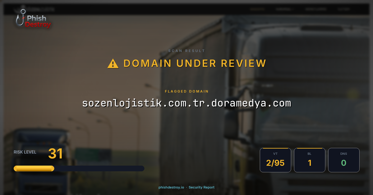 sozenlojistik.com.tr.doramedya.com phishing report — threat analysis by PhishDestroy