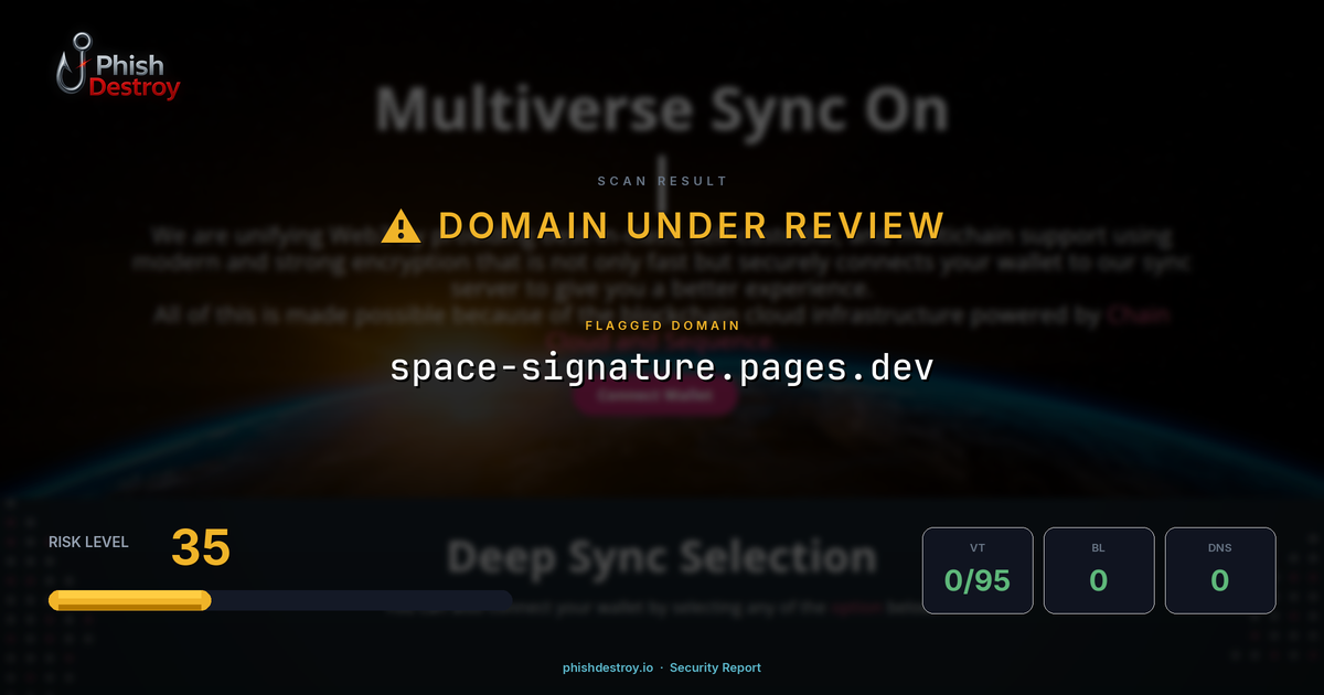 space-signature.pages.dev phishing report — threat analysis by PhishDestroy