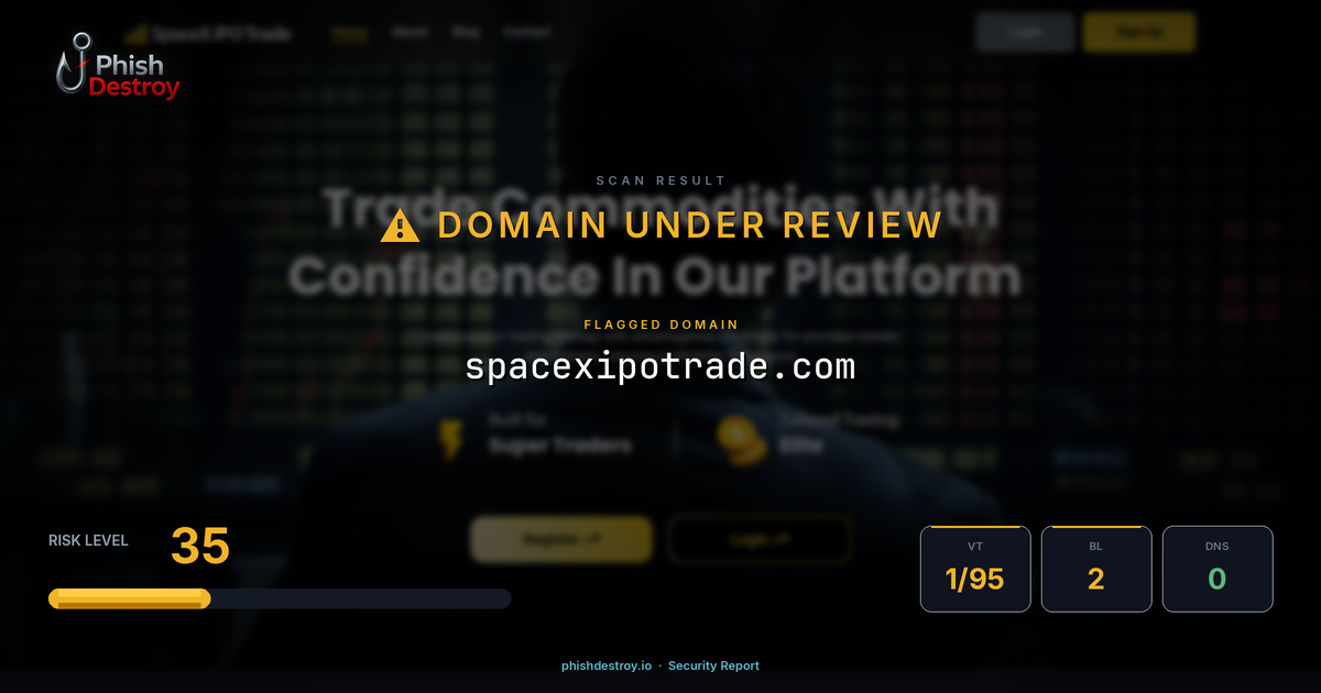 spacexipotrade.com phishing report — threat analysis by PhishDestroy