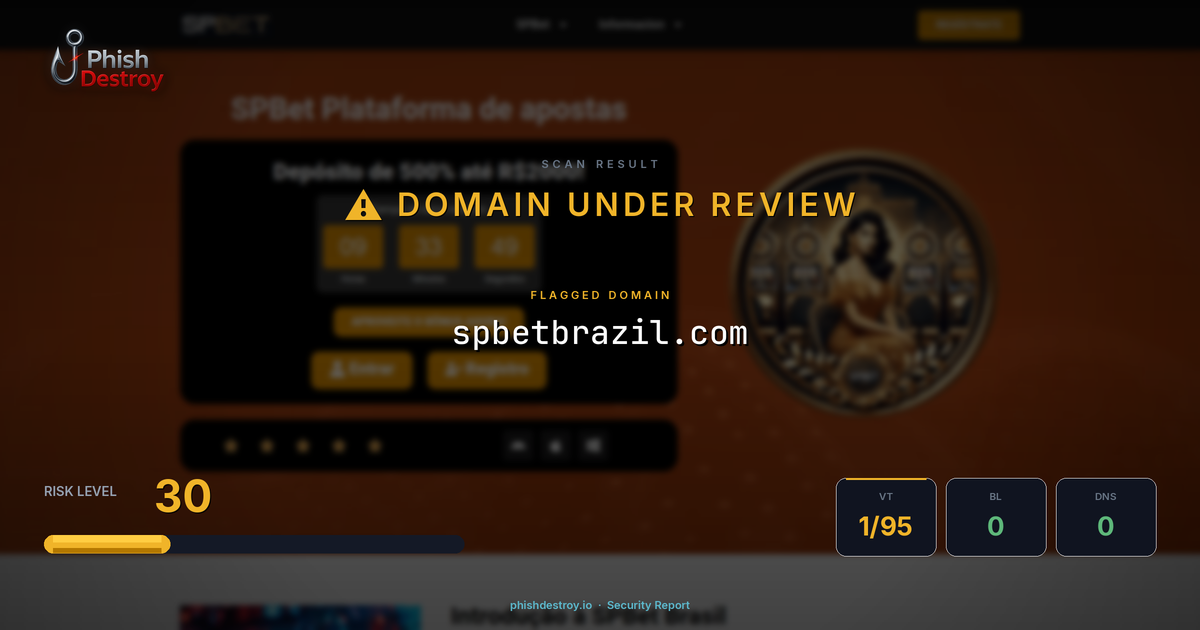 spbetbrazil.com phishing report — threat analysis by PhishDestroy