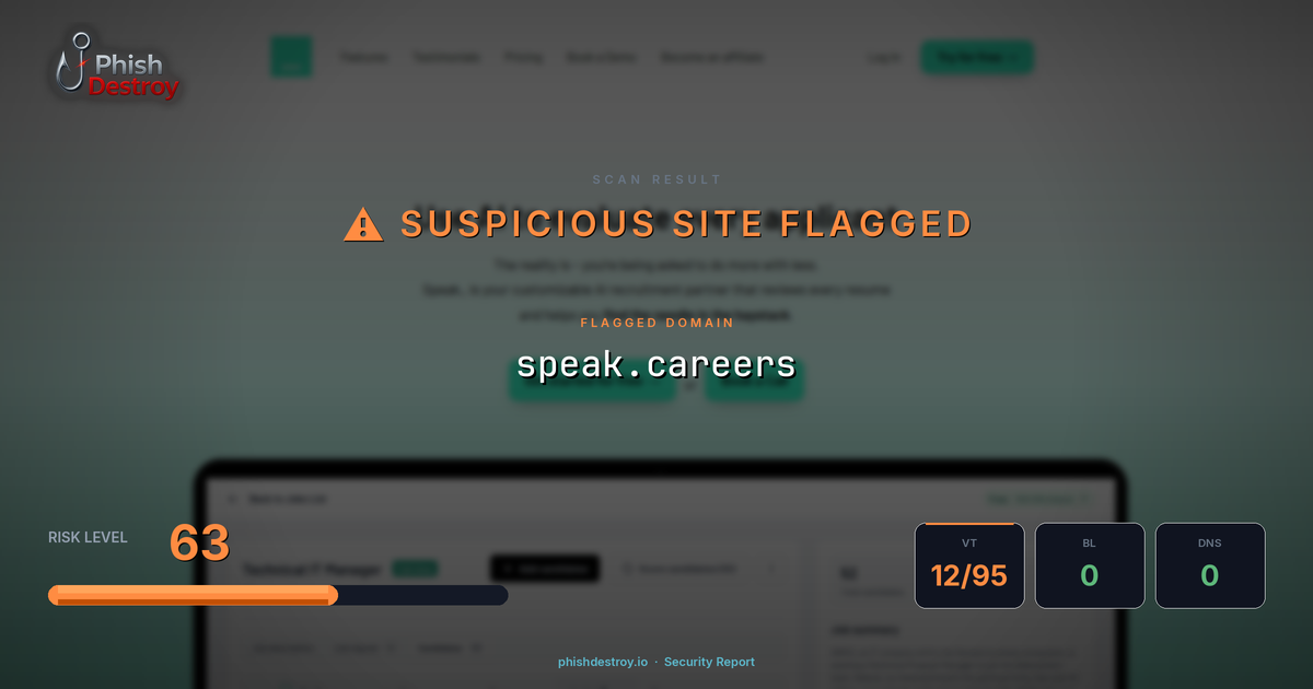 speak.careers phishing report — threat analysis by PhishDestroy
