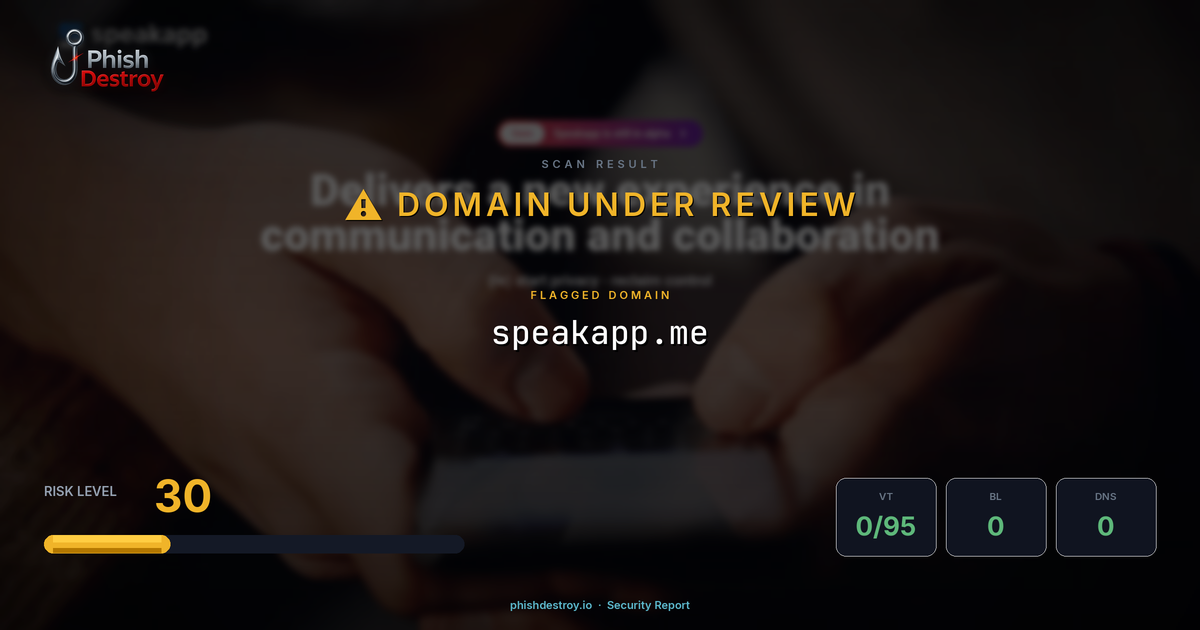 speakapp.me phishing report — threat analysis by PhishDestroy