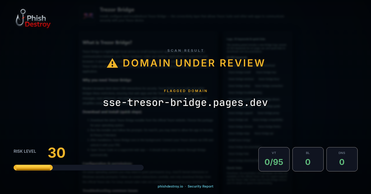 sse-tresor-bridge.pages.dev phishing report — threat analysis by PhishDestroy