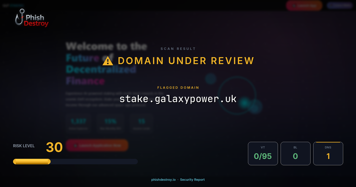 stake.galaxypower.uk phishing report — threat analysis by PhishDestroy