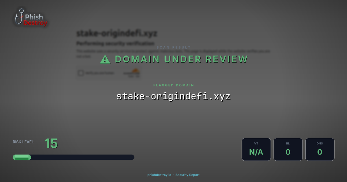 stake-origindefi.xyz phishing report — threat analysis by PhishDestroy