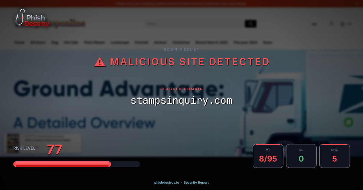 stampsinquiry.com phishing report — threat analysis by PhishDestroy