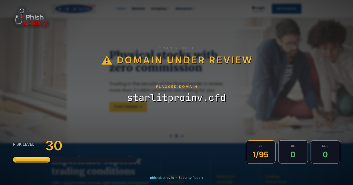 starlitproinv.cfd phishing report — threat analysis by PhishDestroy