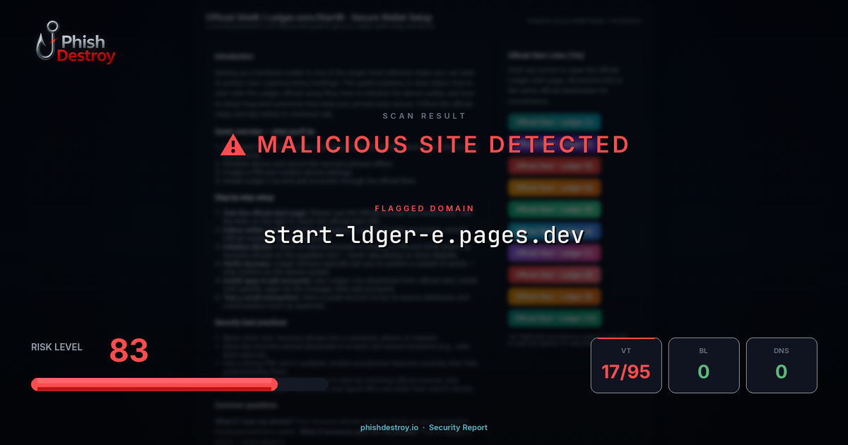 start-ldger-e.pages.dev phishing report — threat analysis by PhishDestroy
