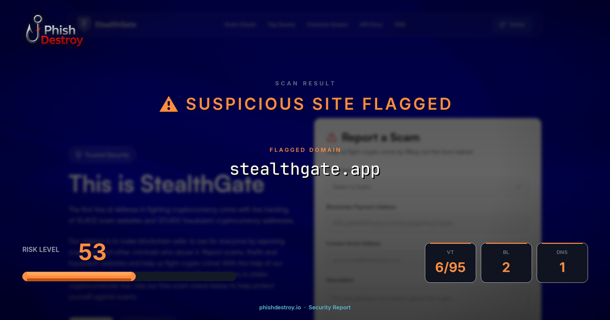 stealthgate.app phishing report — threat analysis by PhishDestroy