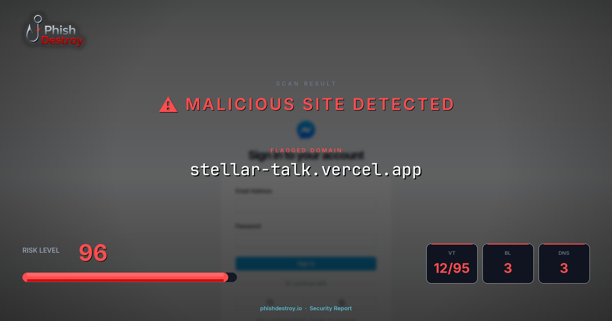 stellar-talk.vercel.app phishing report — threat analysis by PhishDestroy
