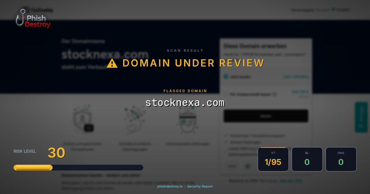 stocknexa.com phishing report — threat analysis by PhishDestroy