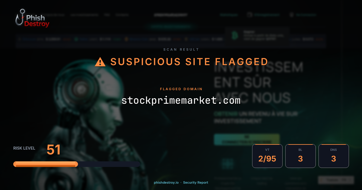 stockprimemarket.com phishing report — threat analysis by PhishDestroy