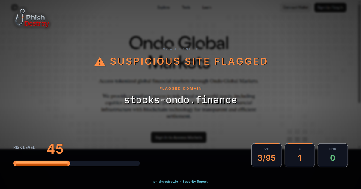 stocks-ondo.finance phishing report — threat analysis by PhishDestroy