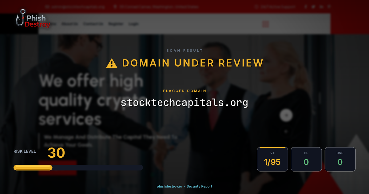 stocktechcapitals.org phishing report — threat analysis by PhishDestroy