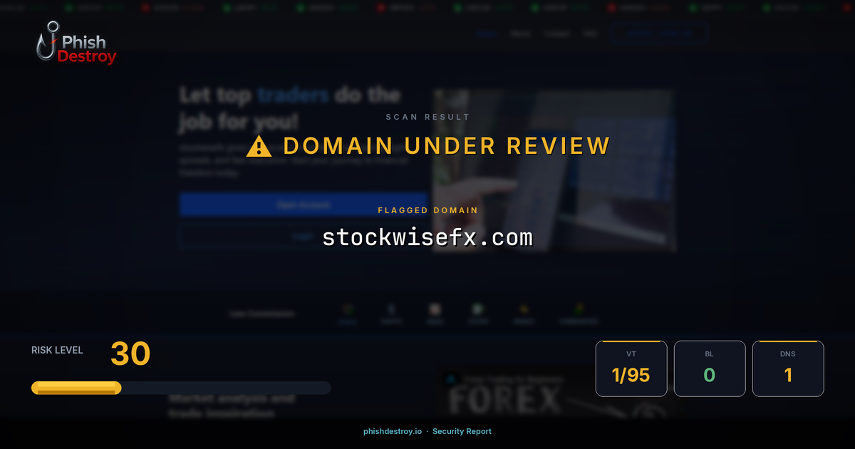 stockwisefx.com phishing report — threat analysis by PhishDestroy