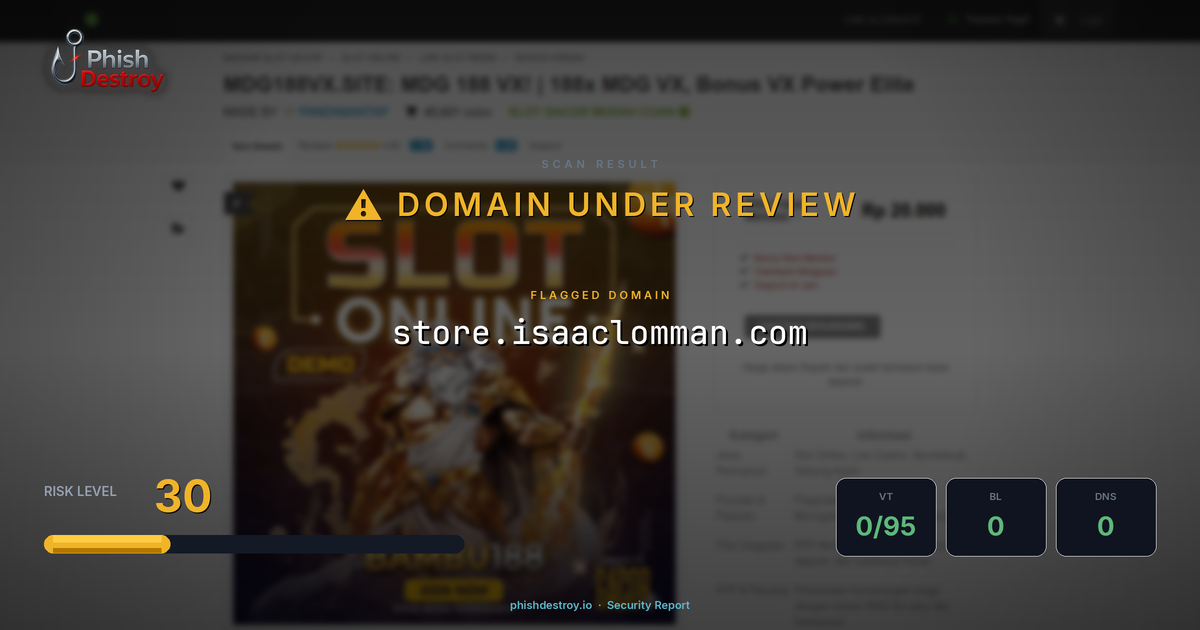 store.isaaclomman.com phishing report — threat analysis by PhishDestroy