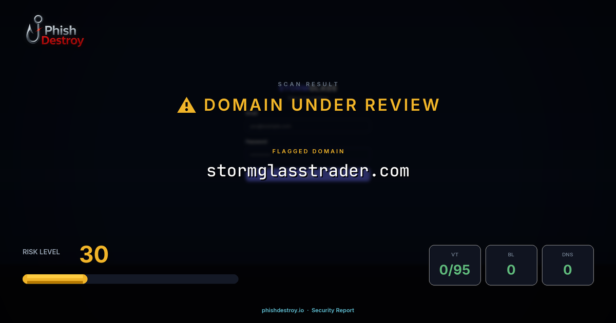 stormglasstrader.com phishing report — threat analysis by PhishDestroy