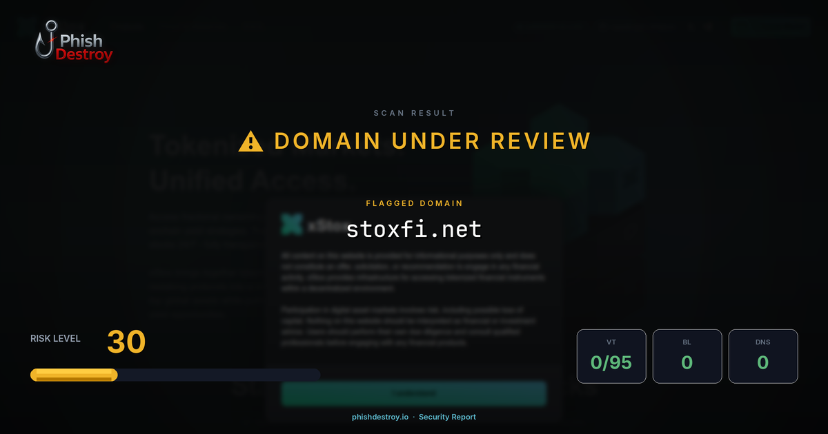 stoxfi.net phishing report — threat analysis by PhishDestroy