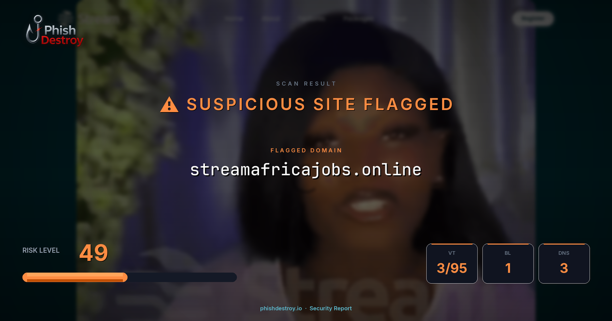 streamafricajobs.online phishing report — threat analysis by PhishDestroy