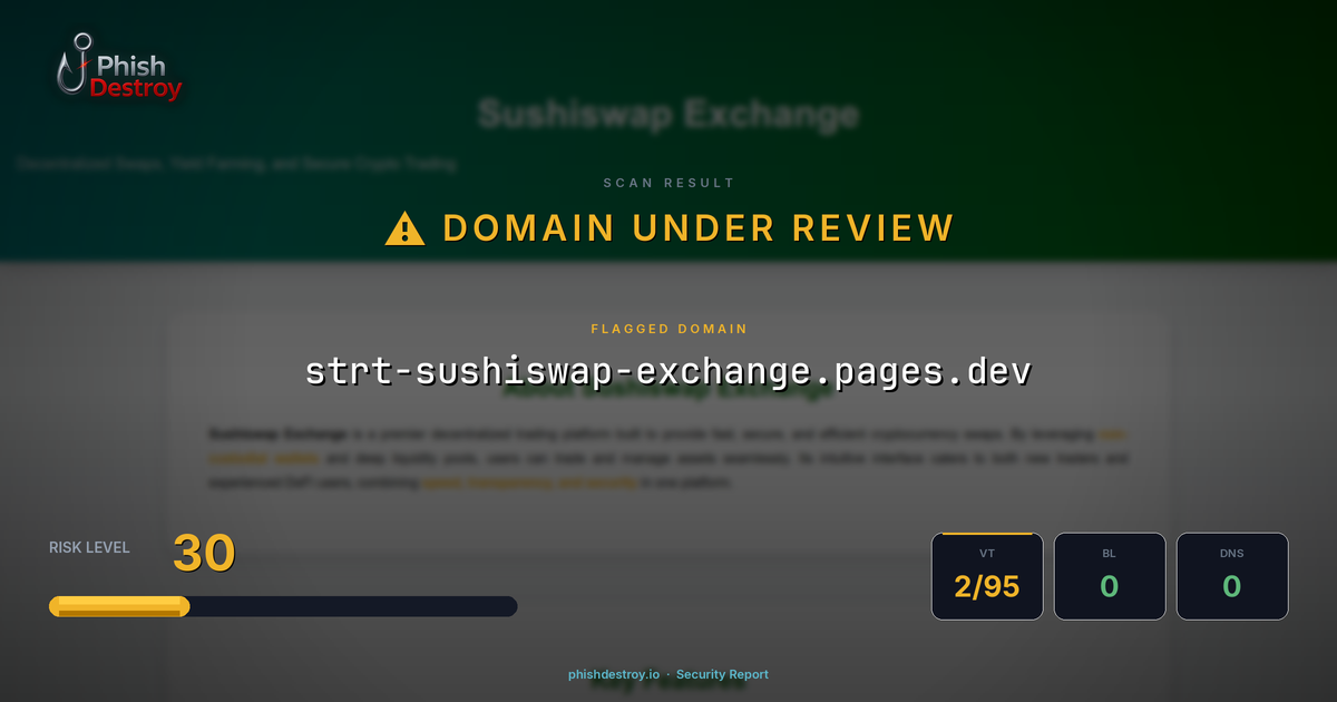 strt-sushiswap-exchange.pages.dev phishing report — threat analysis by PhishDestroy