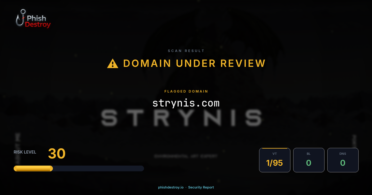 strynis.com phishing report — threat analysis by PhishDestroy