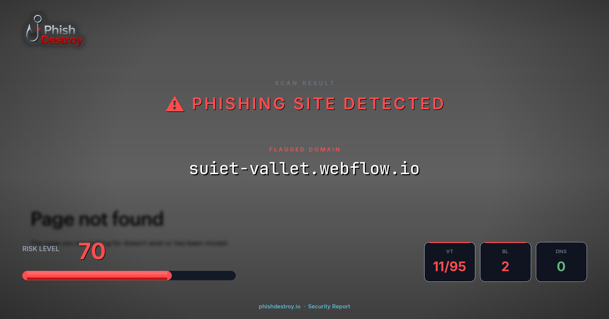 suiet-vallet.webflow.io phishing report — threat analysis by PhishDestroy