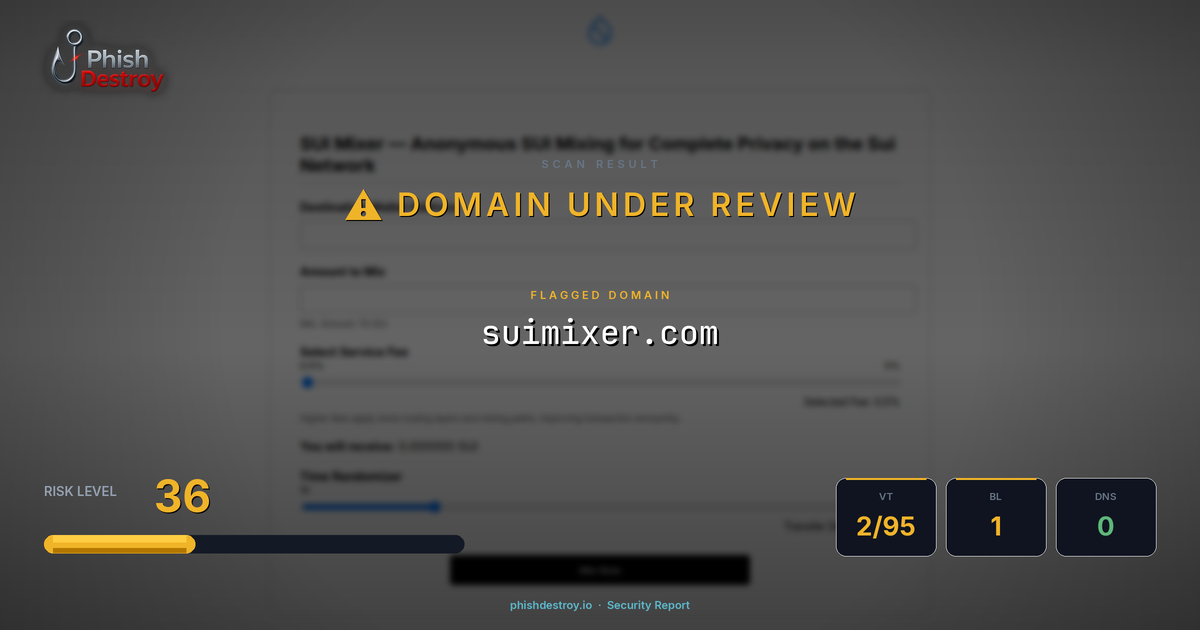 suimixer.com phishing report — threat analysis by PhishDestroy