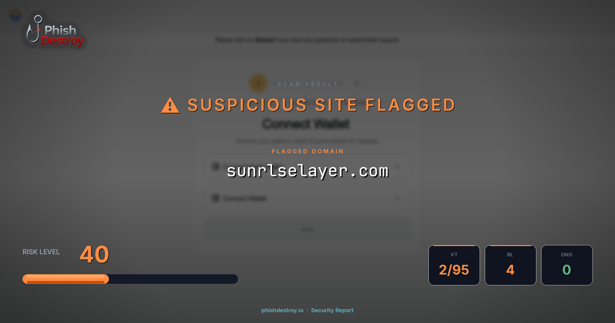 sunrlselayer.com phishing report — threat analysis by PhishDestroy