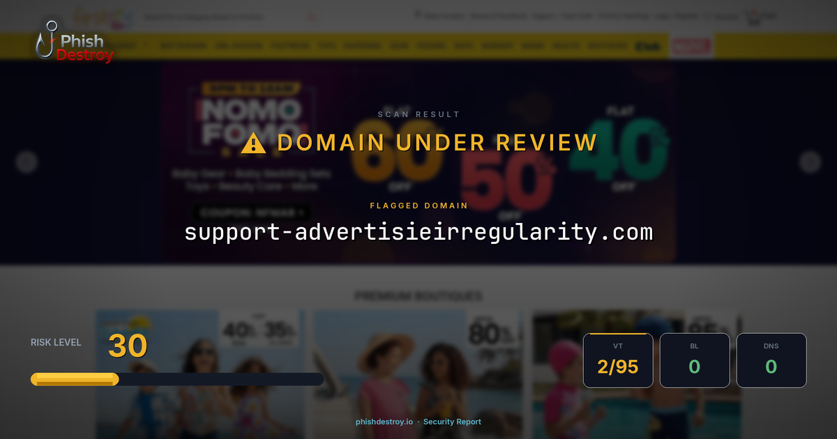 support-advertisieirregularity.com phishing report — threat analysis by PhishDestroy