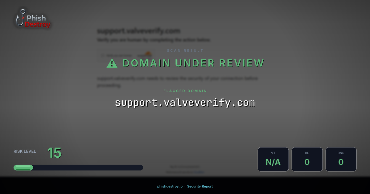 support.valveverify.com phishing report — threat analysis by PhishDestroy