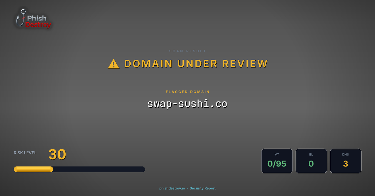 swap-sushi.co phishing report — threat analysis by PhishDestroy
