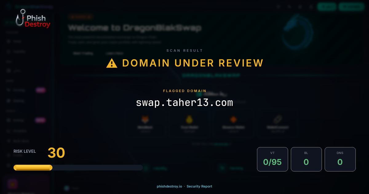 swap.taher13.com phishing report — threat analysis by PhishDestroy